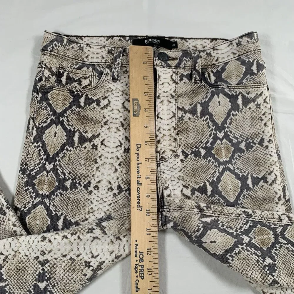 Hudson Barbara Super Skinny Snake Python‎ Print  Jeans Size 27 Stretch High Rise